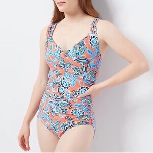 Jantzen Print Surplice Maillot One- Piece Swimsuit